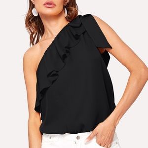 black one shoulder blouse